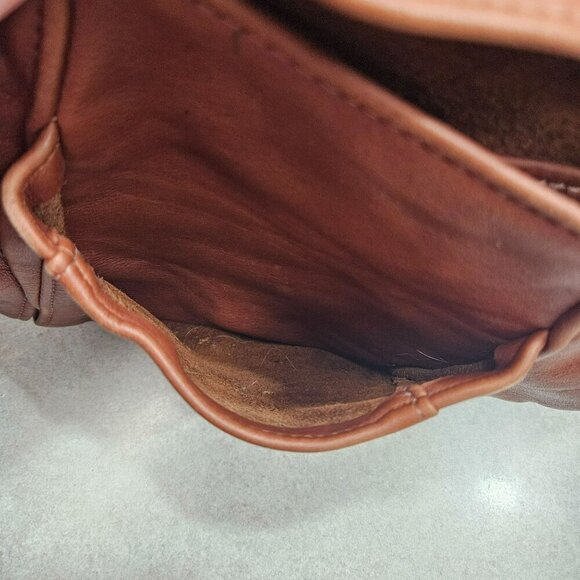 Vintage Victoria Leather Brown Crossbody Tulip Bag Multiple Storage Pockets - Picture 7 of 16